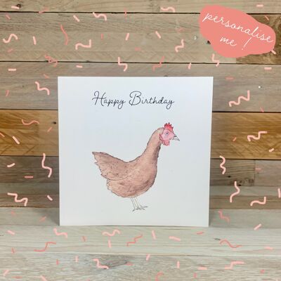 Carte d'anniversaire Rosie la poule rouge