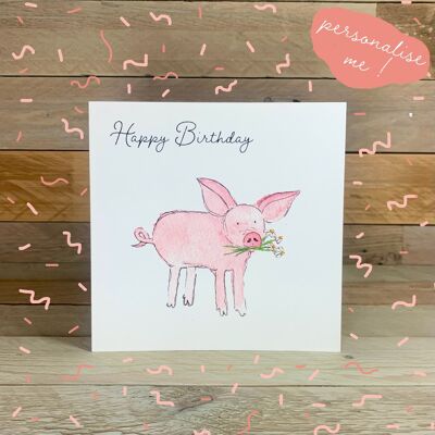 Peggy the Piggy' Birthday Card
