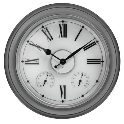 Sompex clocks malaga in-&outdoor-wanduhr leuchtet bei nacht (tageslicht sensor) ø36cm grau