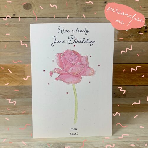Rose / June Birth Flower Card