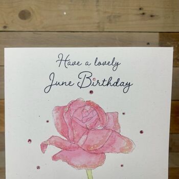 Carte Fleur de Naissance Rose / Juin 2