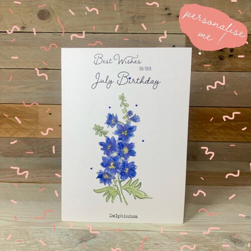 Delphinium / July Birth Flower Card