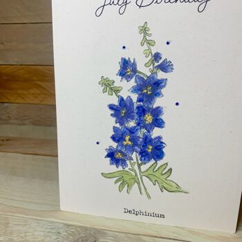 Carte Delphinium / Fleur de Naissance de Juillet 2