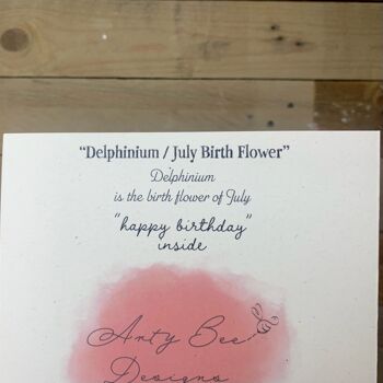 Carte Delphinium / Fleur de Naissance de Juillet 5