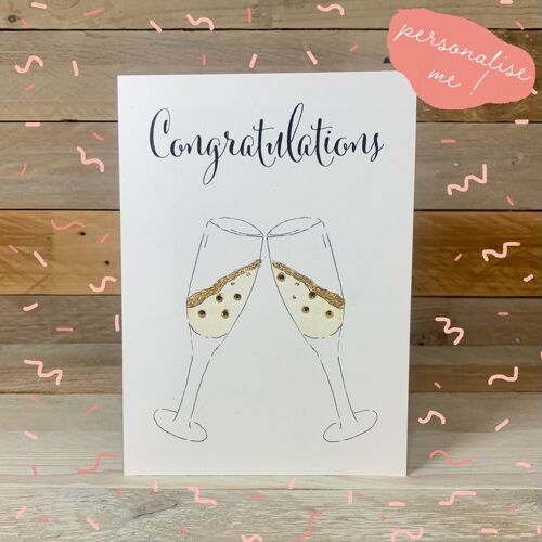 Congratulations Champagne Card - No