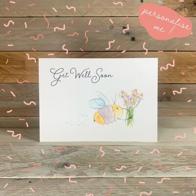 Get Well Soon Abeille et Bouquet Notelet