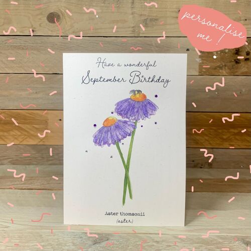 Aster / September Birth Flower Card