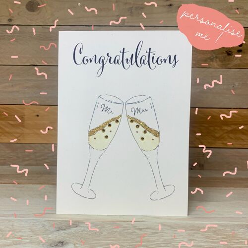 Congratulations' Wedding Glasses Card Him & Her