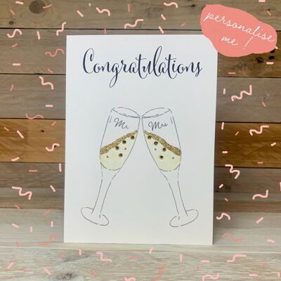 Congratulations' Wedding Glasses Card Her & Her