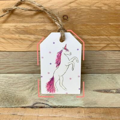 Etiqueta de regalo de unicornio