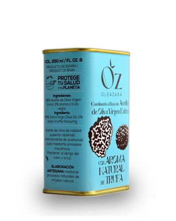 EVOO Oleazara infusé avec un arôme naturel de truffe noire d'Aragon (Espagne). Variété Hojiblanca 4