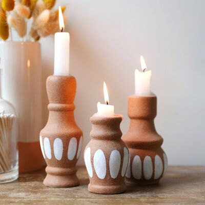 Set mit 3 Kerzenhaltern aus Terrakotta