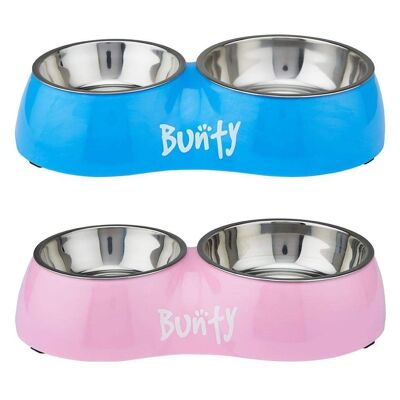 Bunty Melamine Double Dog Bowl , Blue Large