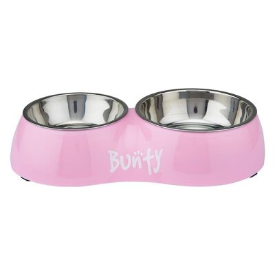 Bunty Melamine Double Dog Bowl , Pink Large