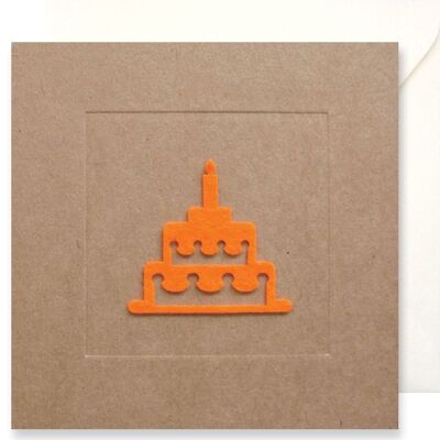 Greeting card with felt illustration - Birthday cake