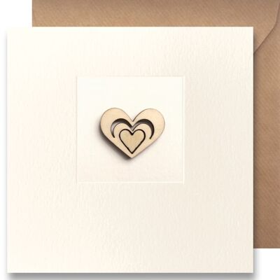 Greeting card Wood - Heart