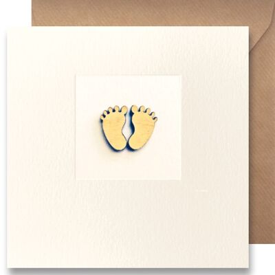 Greeting card Wood - little baby feet