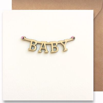 Greeting card Wood - Baby girl