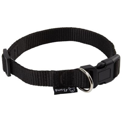 Dog Puppy Collar with Buckle & Clip for Lead, Adjustable , Black Small