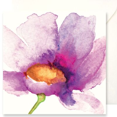 Greeting card Fiori - Watercolor of big pink poppy
