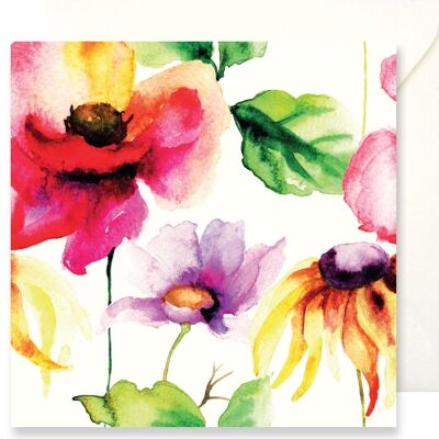 Greeting card Fiori - Watercolor of various flowers