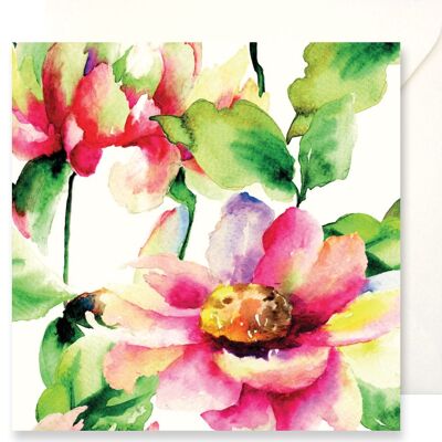 Greeting card Fiori - Watercolor of flowers with greenery