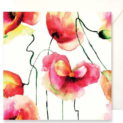 Greeting card Fiori - Watercolor of red poppies