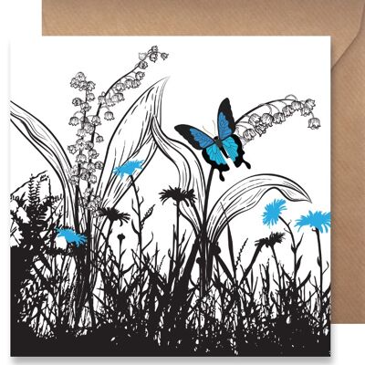 Greeting card Shadows -Blue butterfly