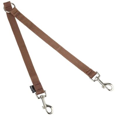 Double Dog Lead Splitter with Clip for Collar Harness , Brown