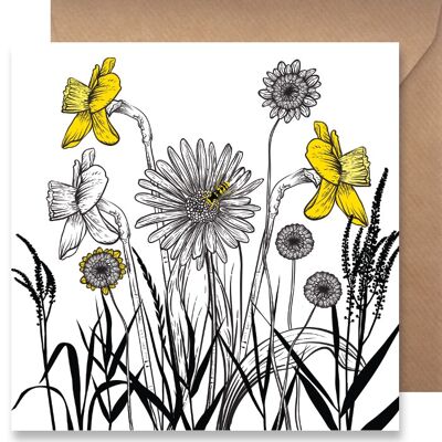 Greeting card Shadows - Yellow bee