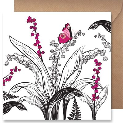 Greeting card Shadows - Pink butterfly