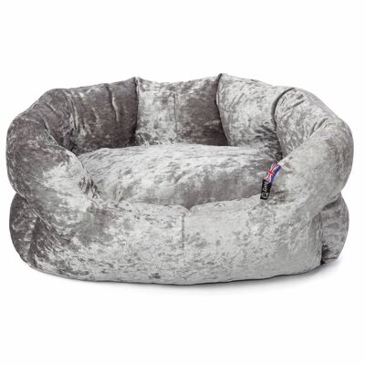 Luxury Crushed Velvet Dog Bed - Personalised Option - Bunty , Small