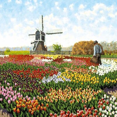Greeting card Art Leo - Tulips and mill
