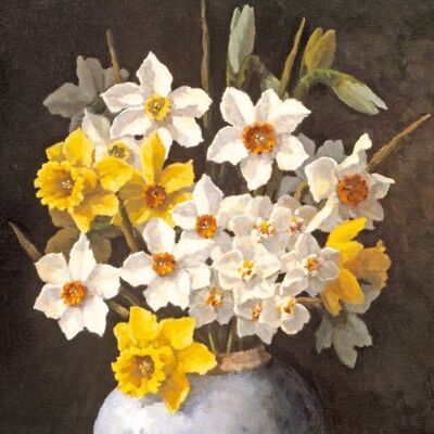 Greeting card Art Leo - vase with Daffodils