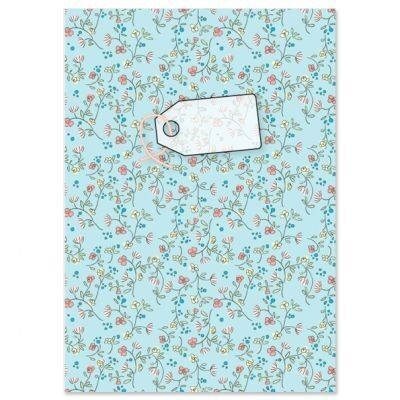 Notebook A5 Floral motif in pastel soft blue