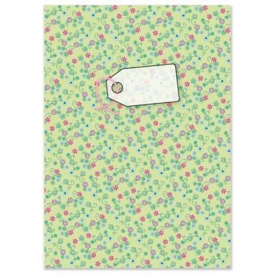 Notebook A5 Floral motif in pastel soft green