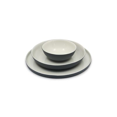 Round Plate Set 1 Double Color Anthracite-White