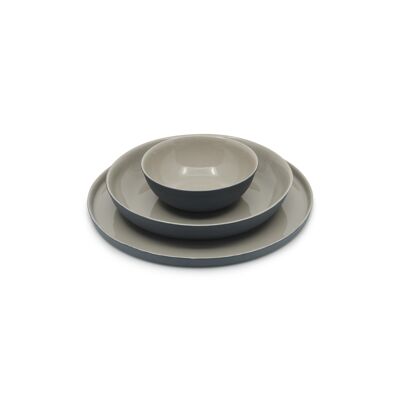 Round Plate Set 1 Double Color Anthracite-Mink