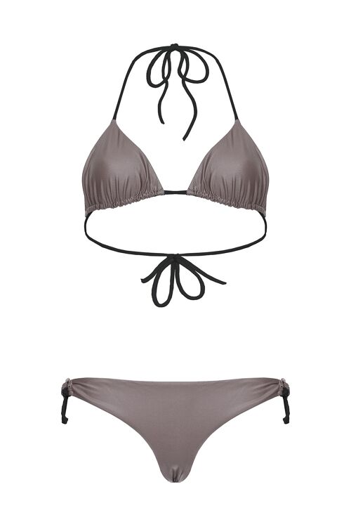 Bikini Triangolo incrocio schiena, modello EXUMA Nocciola
