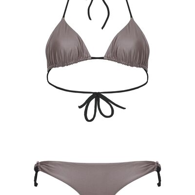 Bikini Triangolo incrocio schiena, modelo EXUMA Nocciola