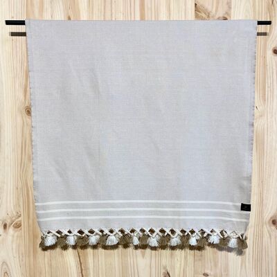 Fouta Diamant Pompon Taupe Clair