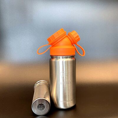 JuNiki´s® eco line isolierte Edelstahl Trinkflasche 420ml + Teefilter - Orange