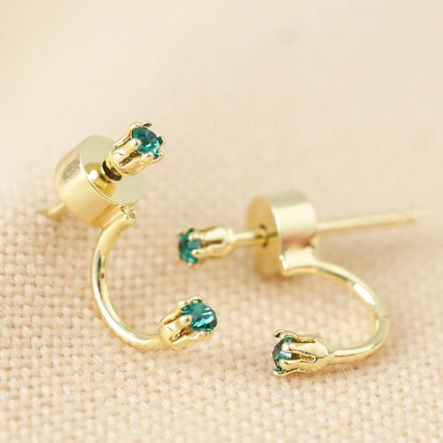 Delicate Emerald Swarovki Stud earrings in Gold with Sterling Silver Posts
