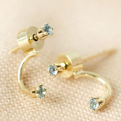 Delicate Baby Blue Swarovki Stud earrings in Gold with Sterling Silver Posts