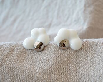 Boucles d'oreilles en porcelaine CLOUDS Raggio d'Oro Medium avec de l'or véritable 4