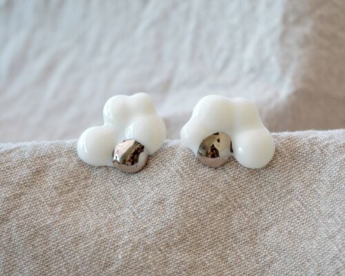CLOUDS Raggio di Platino Medium porcelain earrings with real platinum