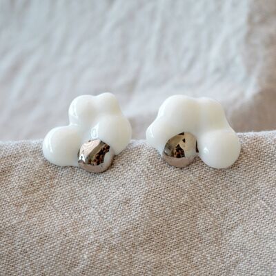 Boucles d'oreilles en porcelaine CLOUDS Raggio di Platino Medium avec platine véritable