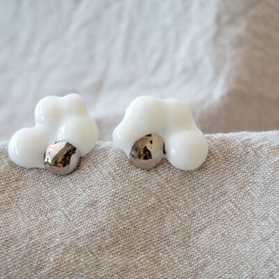 Boucles d'oreilles en porcelaine CLOUDS Raggio di Platino Medium avec platine véritable