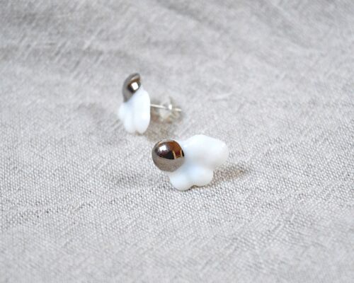 CLOUDS Raggio di Platino Mini porcelain earrings with real platinum