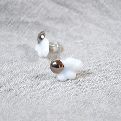 CLOUDS Raggio di Platino Mini boucles d'oreilles en porcelaine avec platine véritable